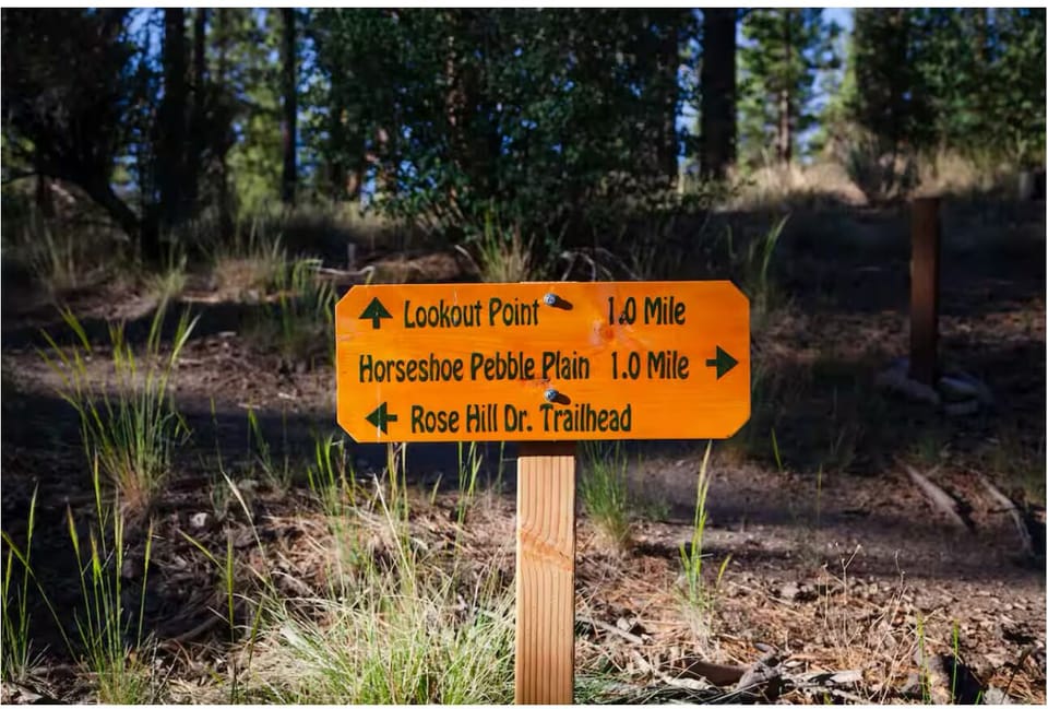 Rose Hill trailhead nearby for easy walks and forest views.