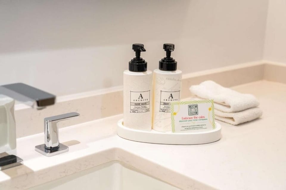 Indulge with curated bath amenities for a pampered stay.