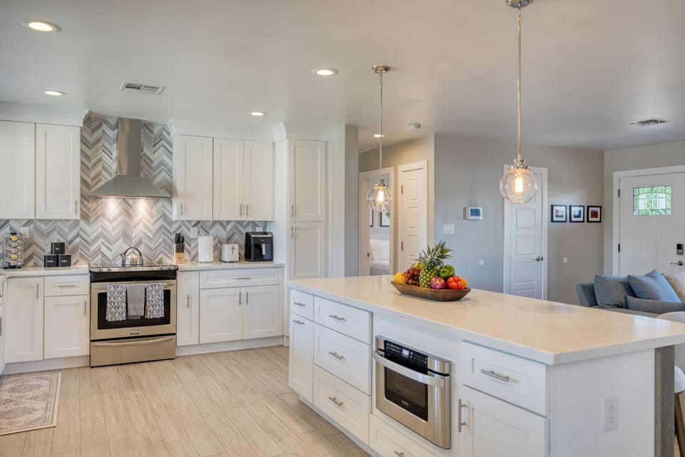 Spacious island and modern appliances.