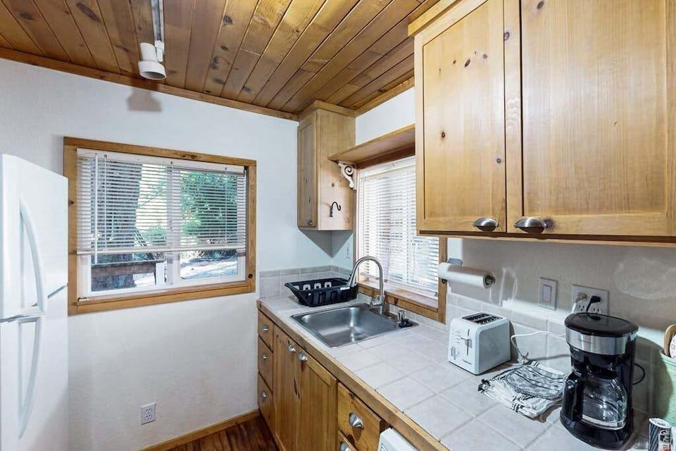 Indoors, Hardwood, Stained Wood, Appliance, Refrigerator