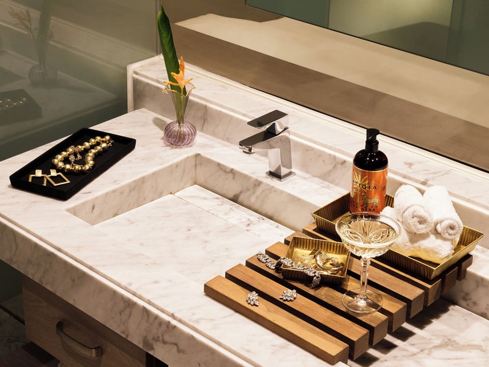 Indulge in thoughtful bathroom amenities for a pampered start.