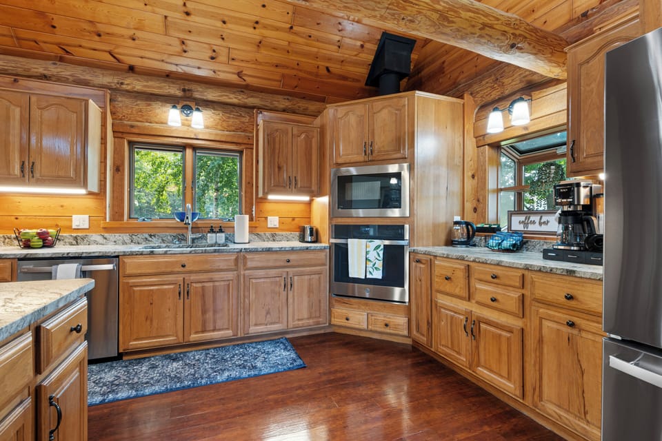 Full Kitchen, Essentials, & Stocked coffee bar with drip coffee and K-Cups