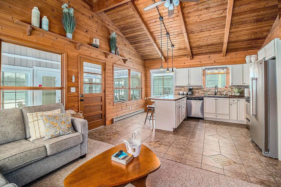 Cozy cottage living room and kitchen