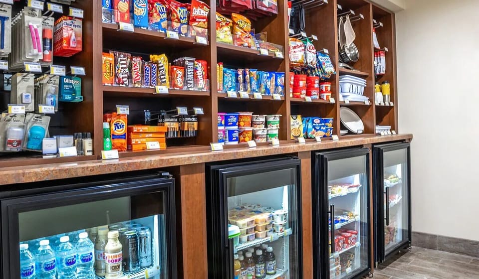Grab late-night snacks and travel essentials without leaving the hotel.