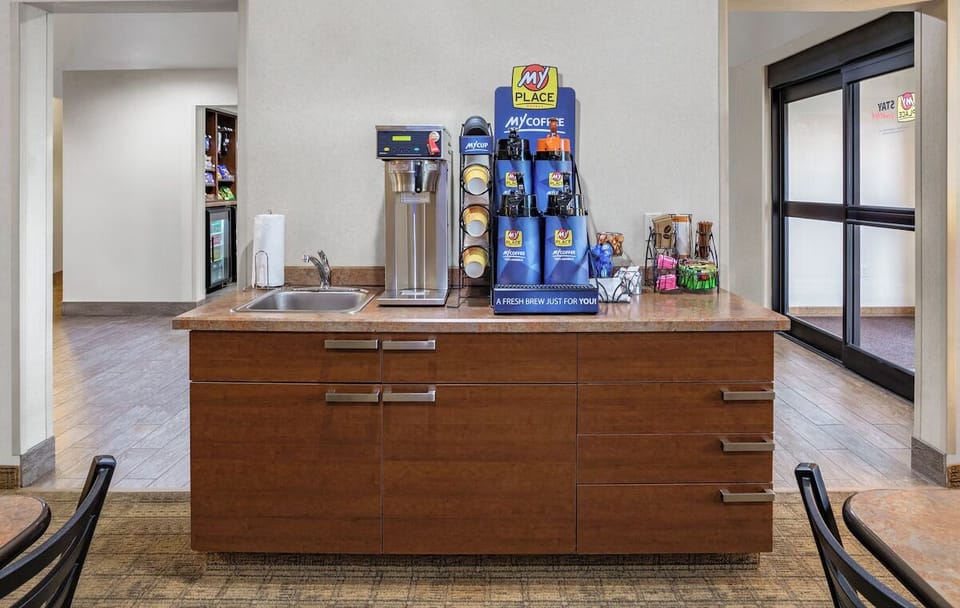 Fuel your morning with fresh coffee and convenient breakfast setup.