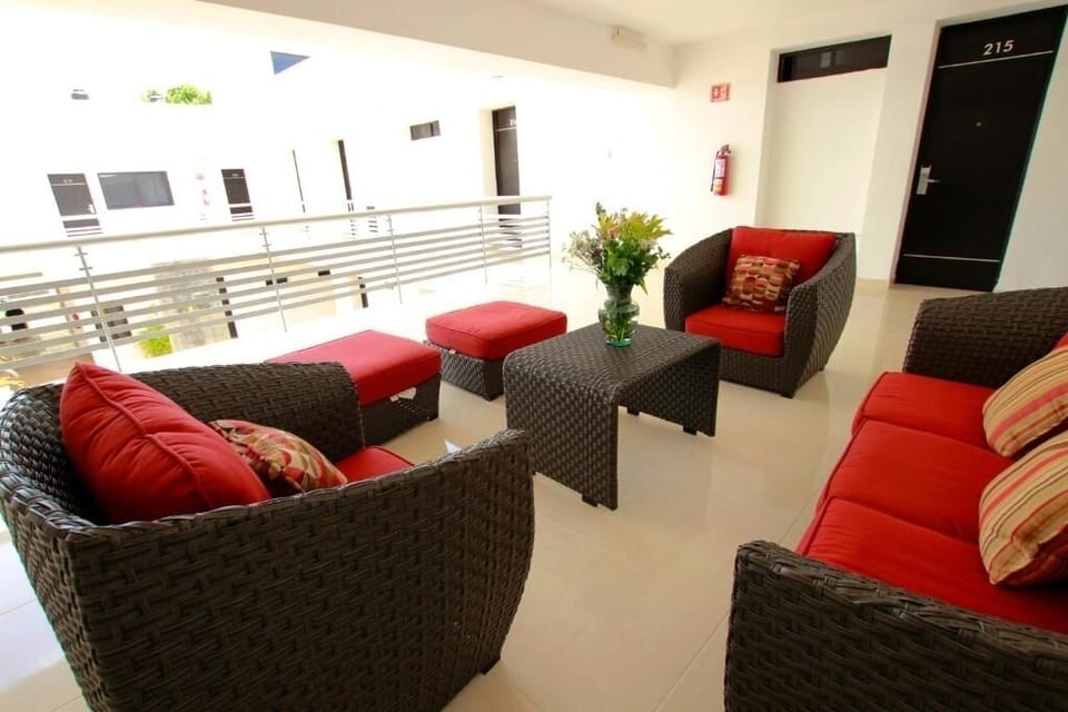 Sip coffee outdoors on the breezy terrace seating area.