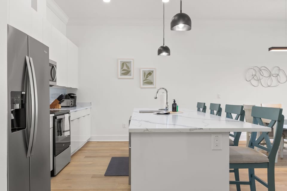 Kitchen comes fully equipped with all  appliances, cooking and baking supplies necessary for your stay!