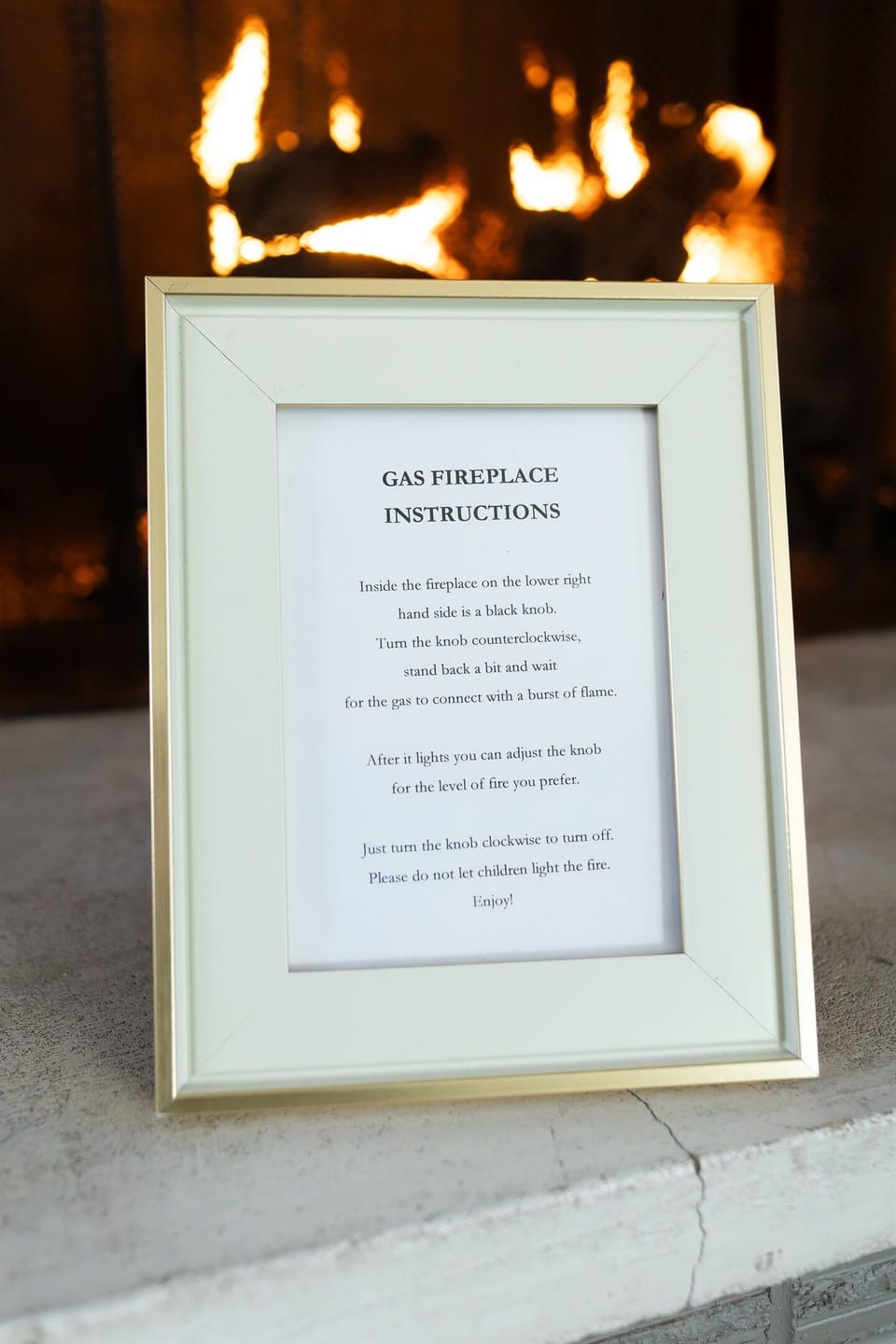 Gas fireplace instructions