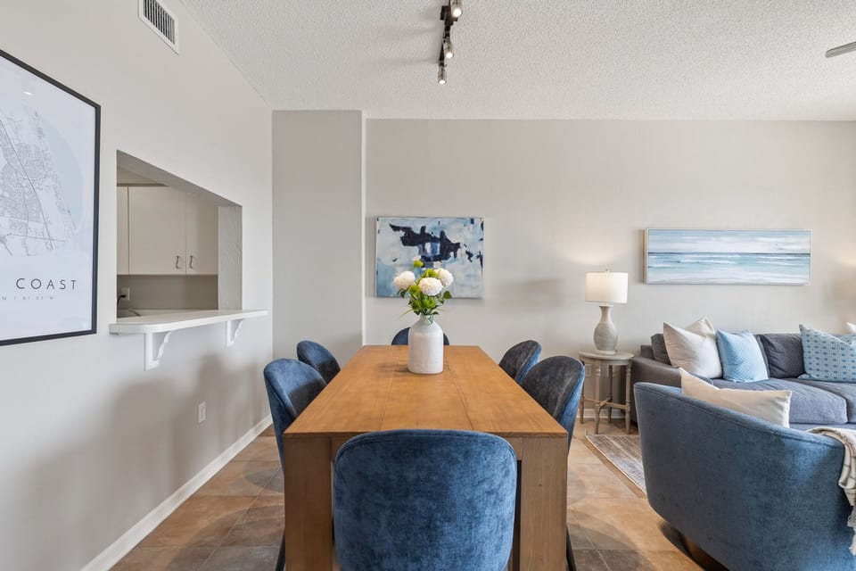Gather around this inviting dining set for cozy, intimate dinners and relaxed conversation.