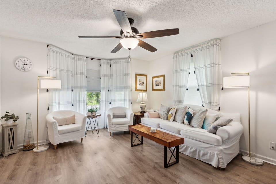 Relax in the sun filled living room