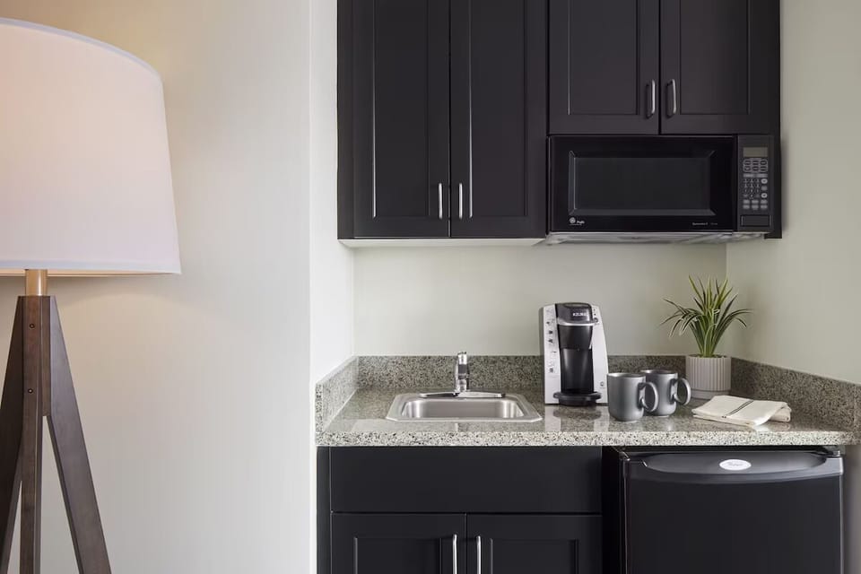 Brew morning coffee and snacks in your convenient kitchenette.