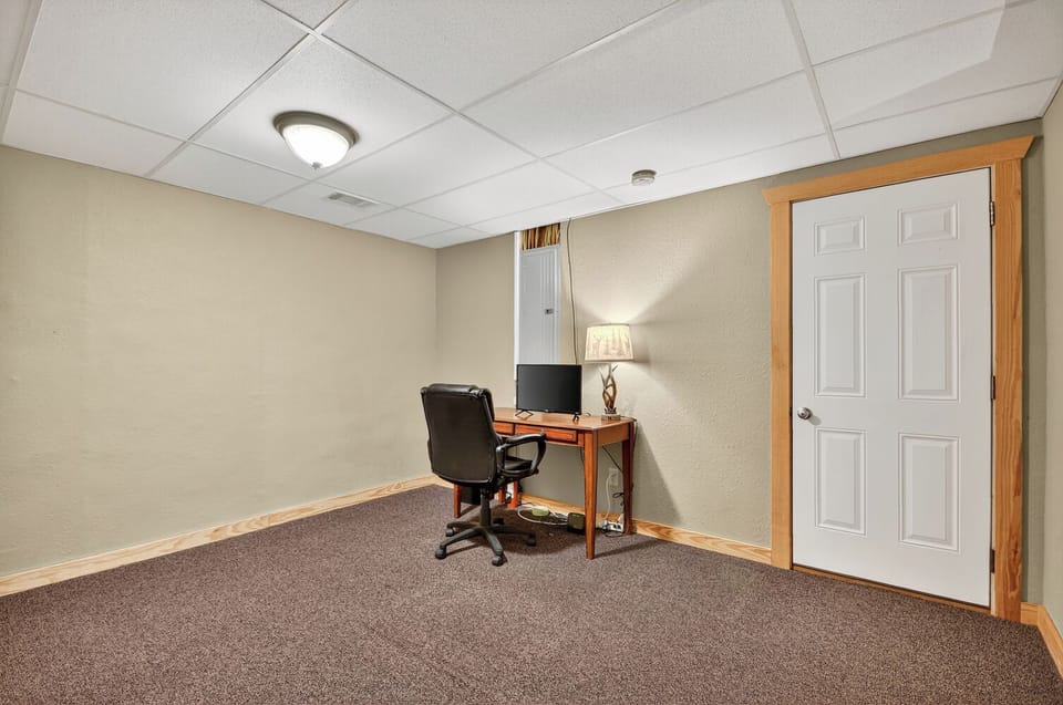 A dedicated desk area ideal for catching up on work, journaling, or planning your Blue Ridge Mountain adventures