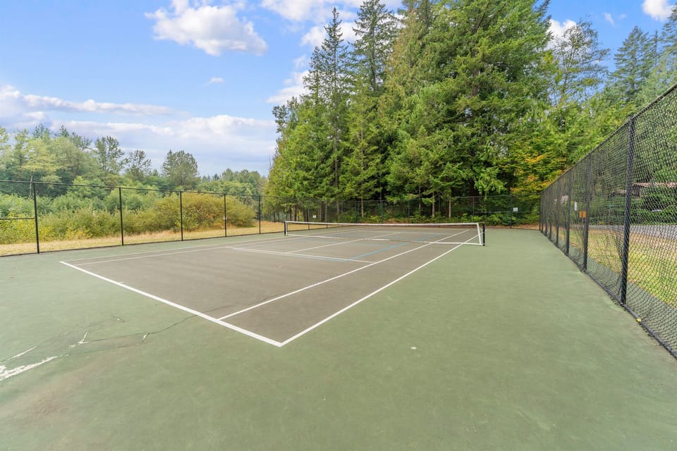 Tennis Court: Perfect your serve in a serene woodland setting—fun awaits! Pickleball paddles provided at house.