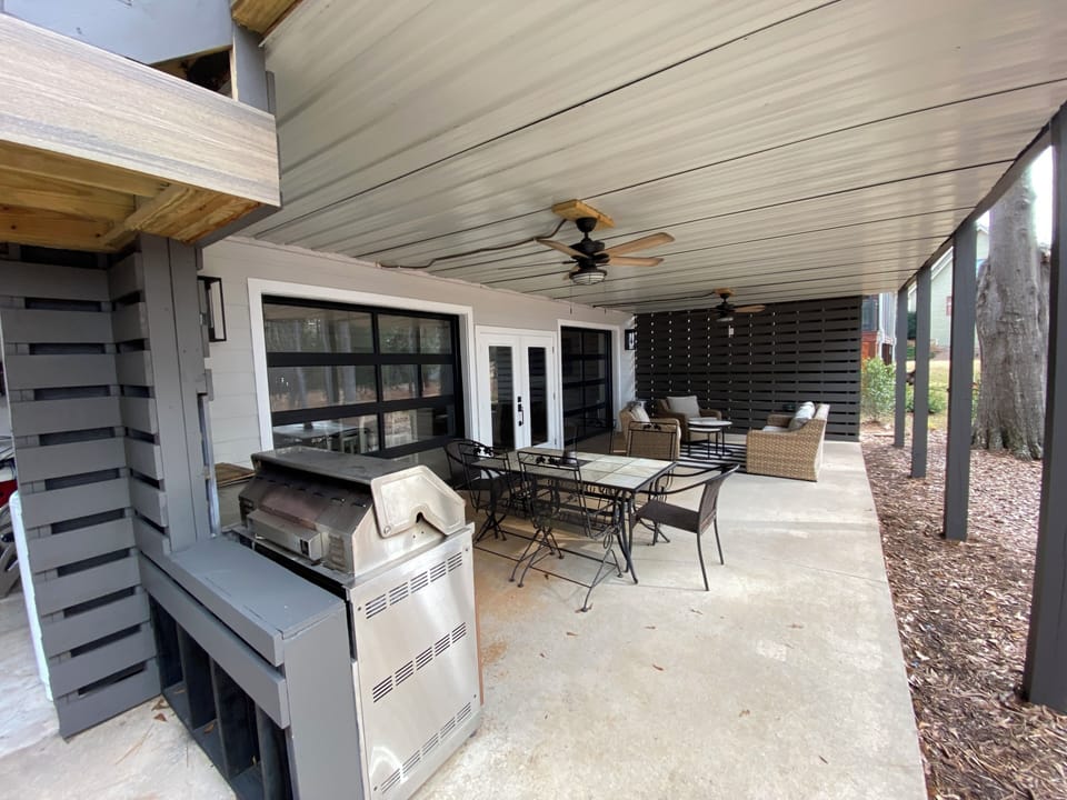 Outdoor kitchen and living area (now has smart TV)