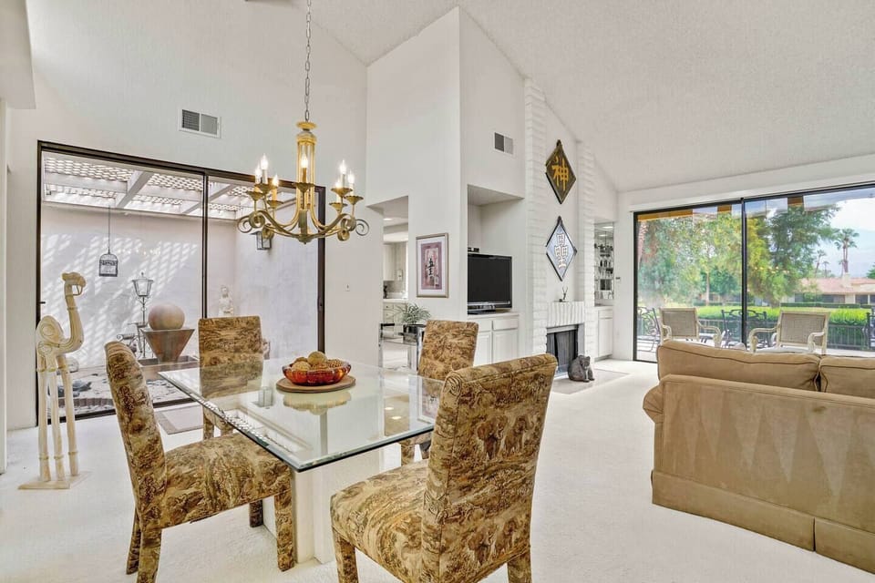 Open layout makes it easy to flow from lounging to dining.
