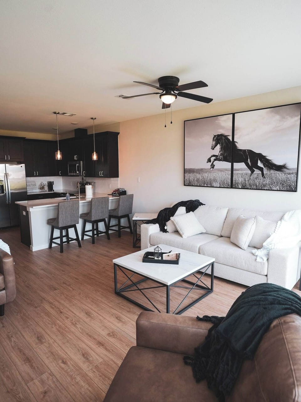 Family room and kitchen