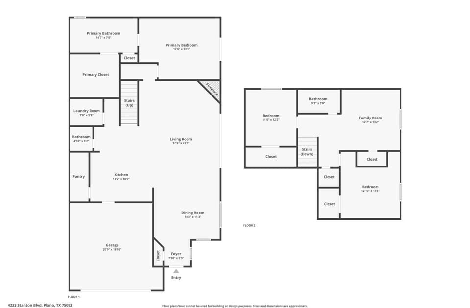 Floor plan layout 
(upper level family room is set up as dedicated workspace)