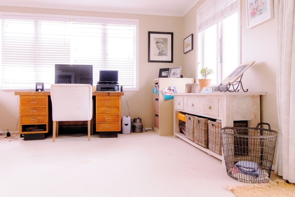 Office. We have a double mattress  available to use on the floor for children.