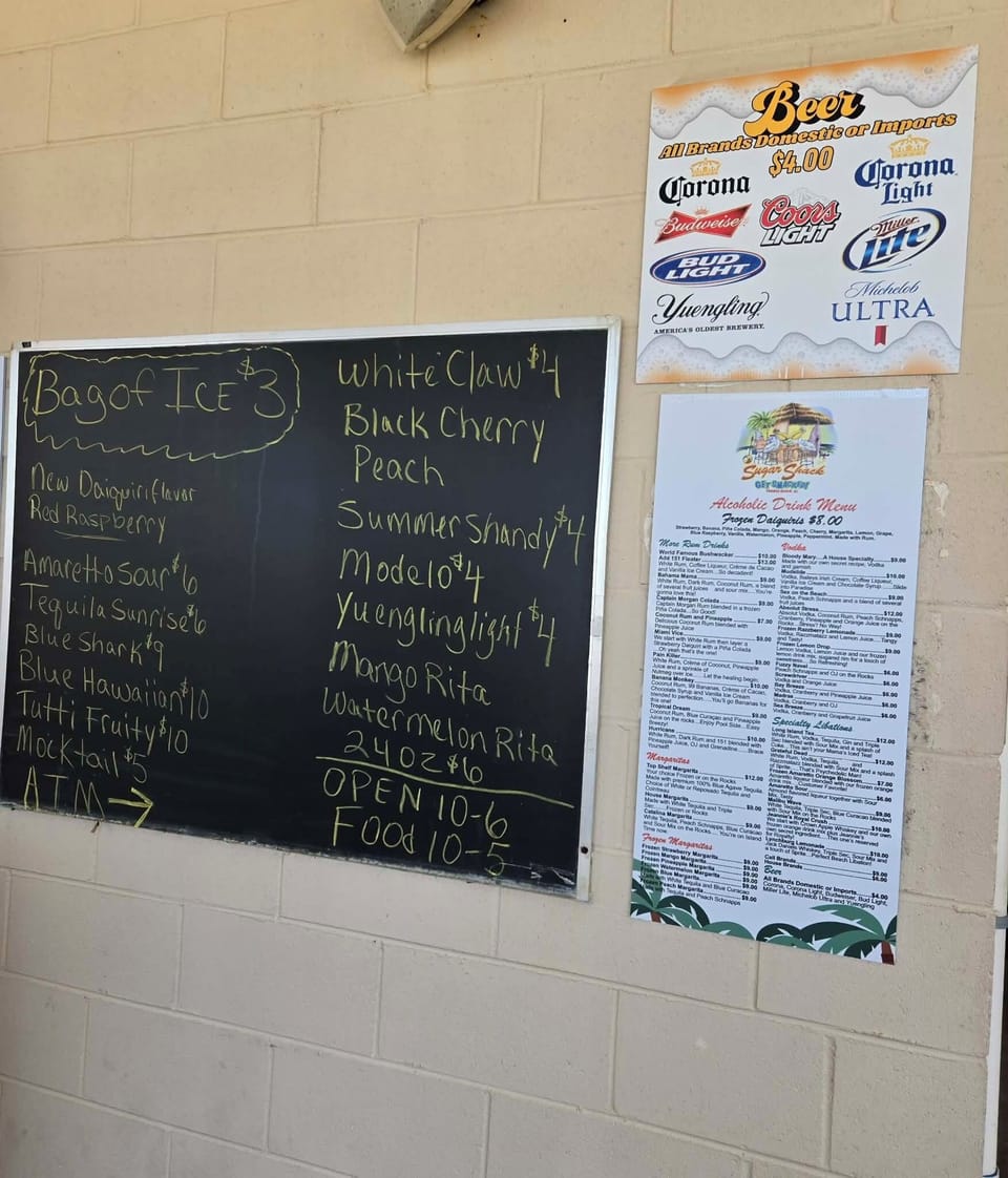 Sugar Shack Menu