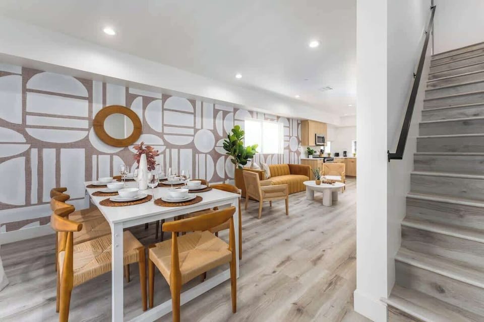 Share meals around a beautiful modern dining table