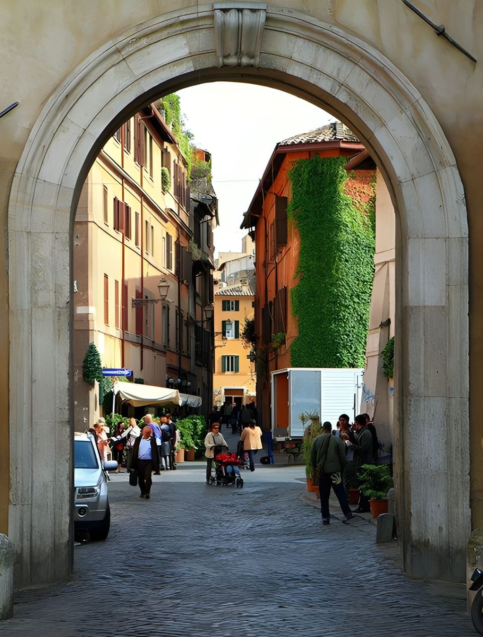 Via della Scala view from Arco di Porta Settimiana.