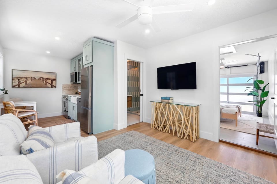 Open concept living with a Smart tv