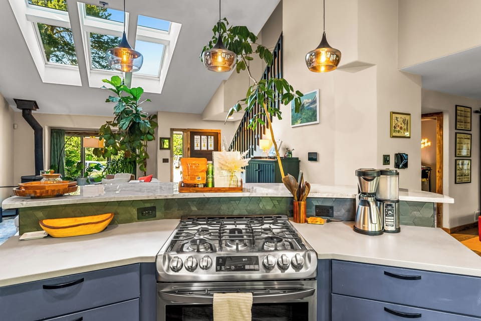 Sleek appliances make cooking a pleasure in this chic kitchen!