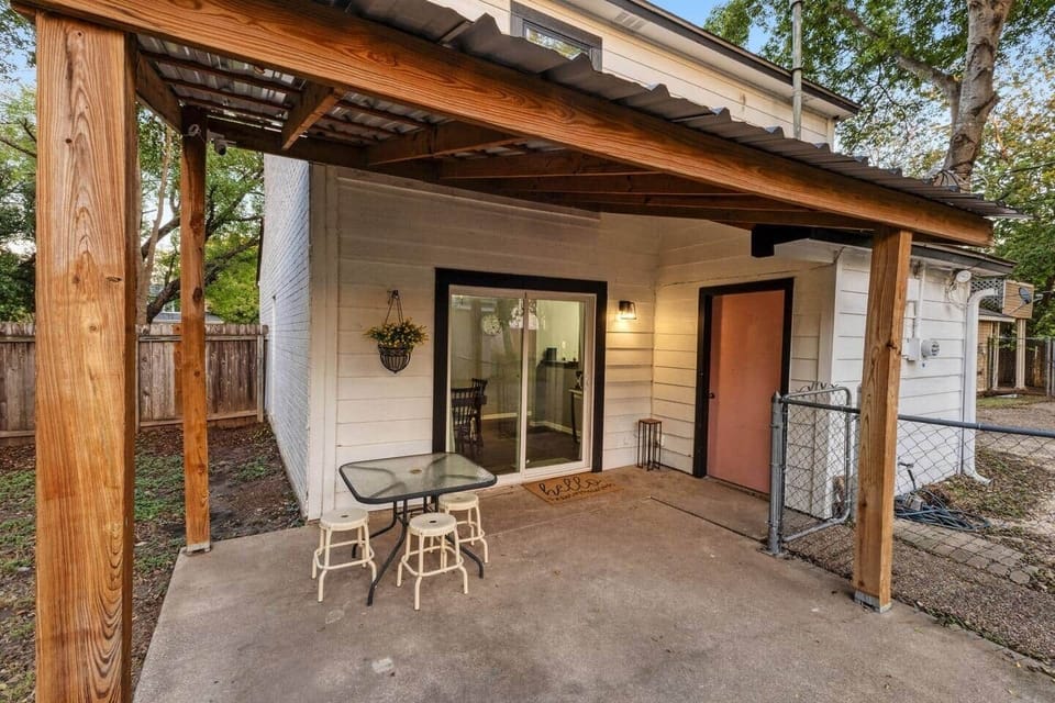 Great out door sitting area with covered porch!