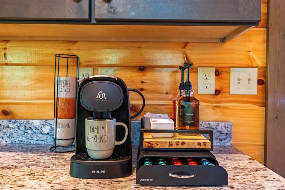 Fully stocked coffee bar