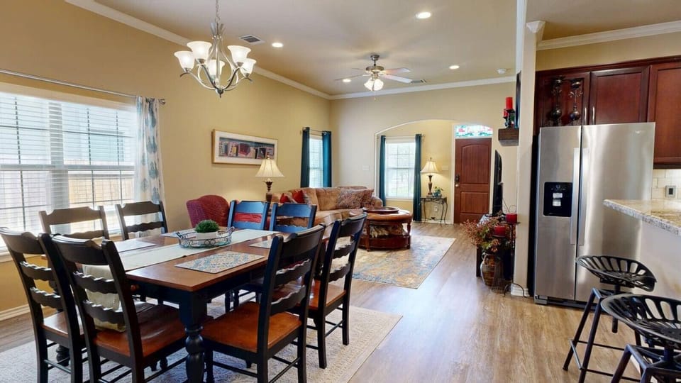 Dining room area and living room
