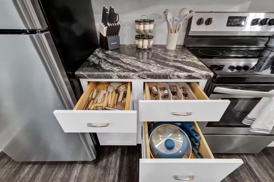 Well-stocked kitchen for real cooking