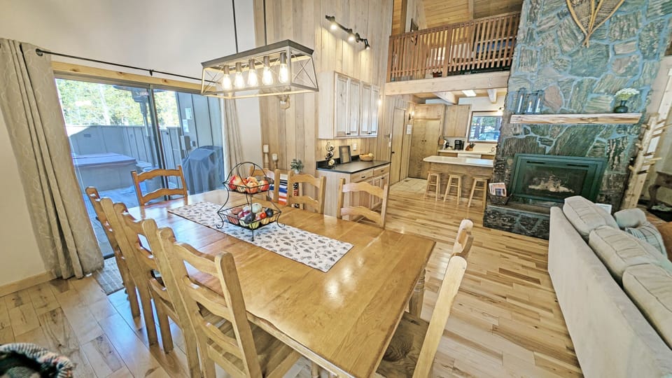 Off the dining, sliding glass door to deck