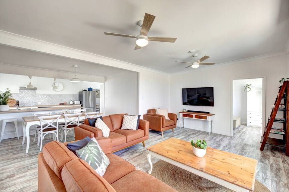 Kick back on the leather sofas with a spot of TV before hitting the beach.