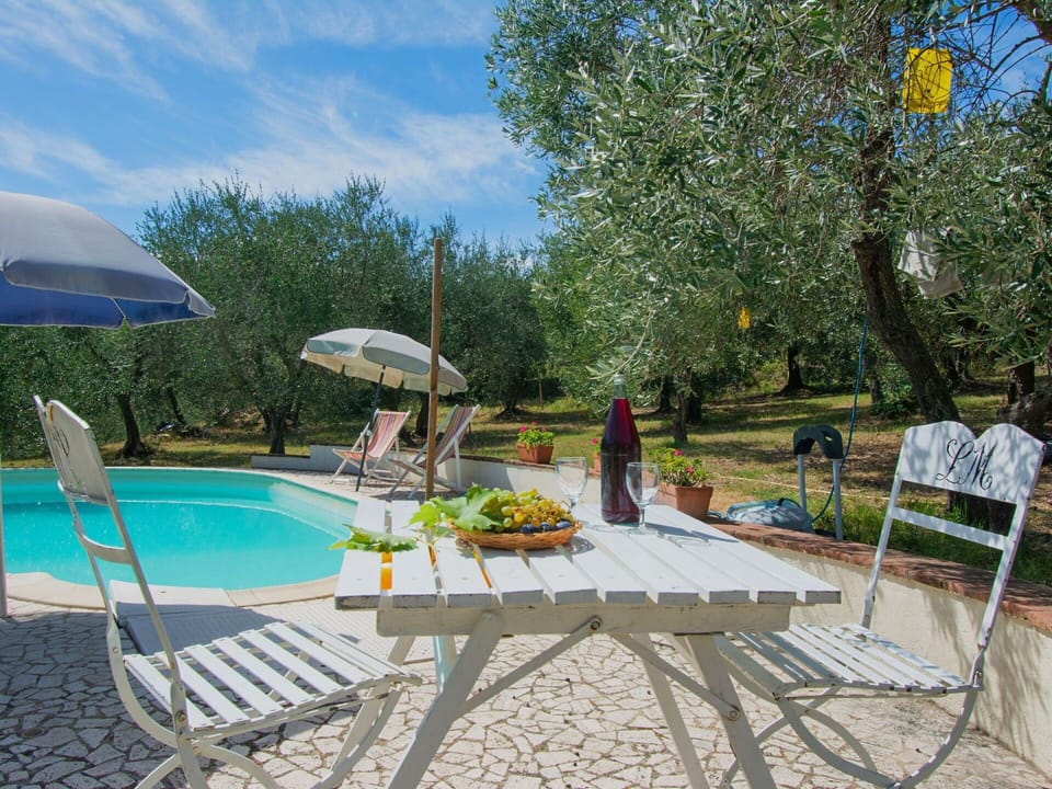 Furniture, Outdoor Furniture, Chair, Table, Outdoor Table, Kitchen & Dining Room Table, Shade, Backyard, Garden, Yard