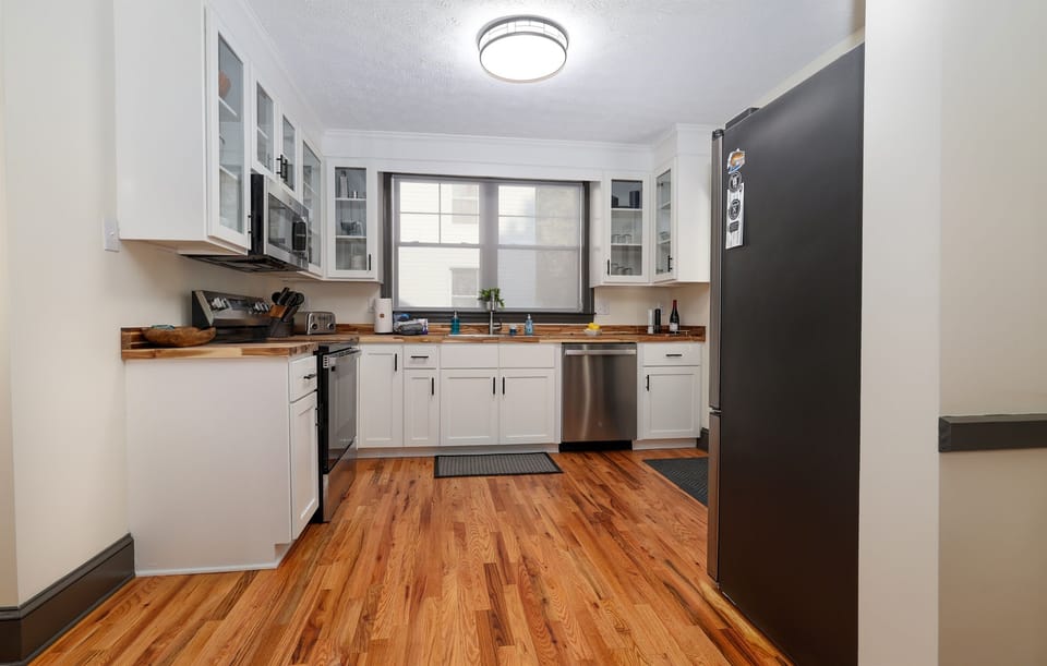 Full Kitchen, all new stainless steel appliances, butcher block counters