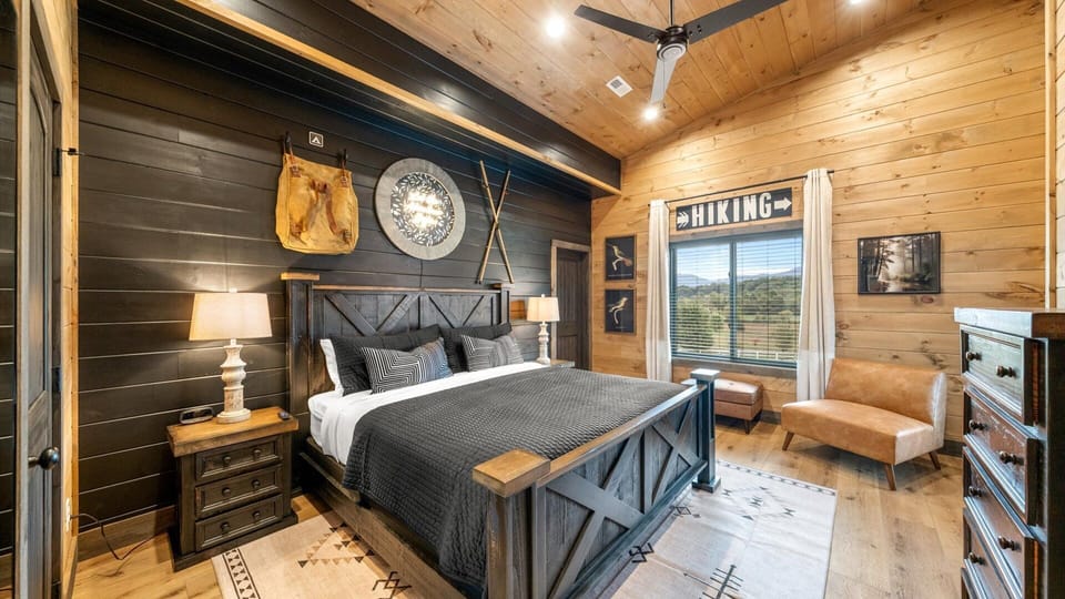 Cozy, woodsy vibes in upstairs King Bedroom 4