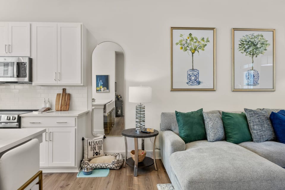 Pet-Friendly Corner | Reserved for the Dog in Your Atlanta Rental Bring your pup! Cozy dog nook & pet-friendly touches throughout.