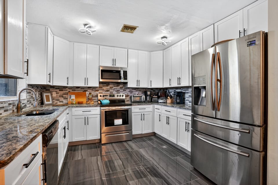 Indoors, Kitchen, Appliance, Refrigerator, Microwave