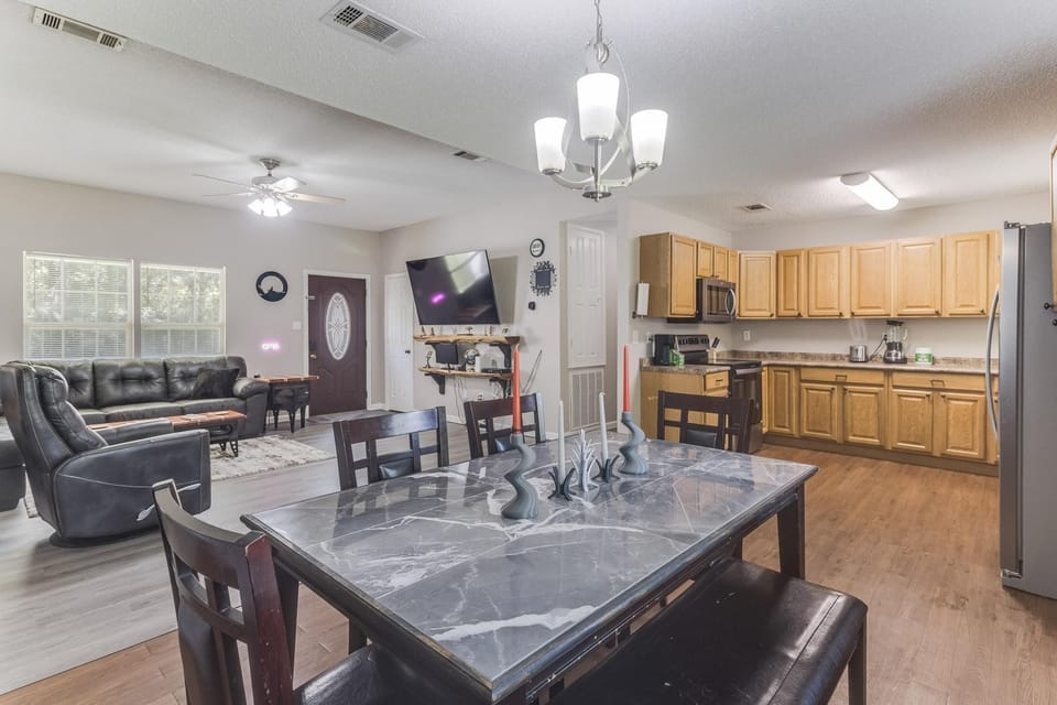 Cook with confidence in the full kitchen boasting stainless steel appliances and ample counter space.