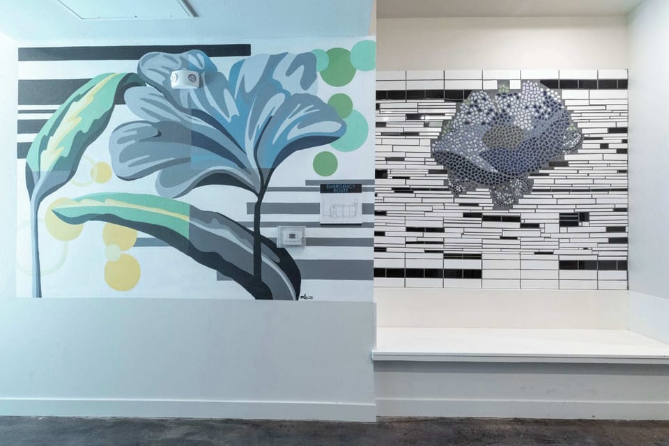 Beautiful art in the lobby/hallways of the apartment complex.