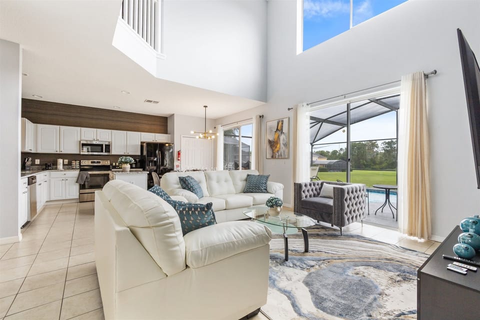 Spacious Living Room with High Ceiling