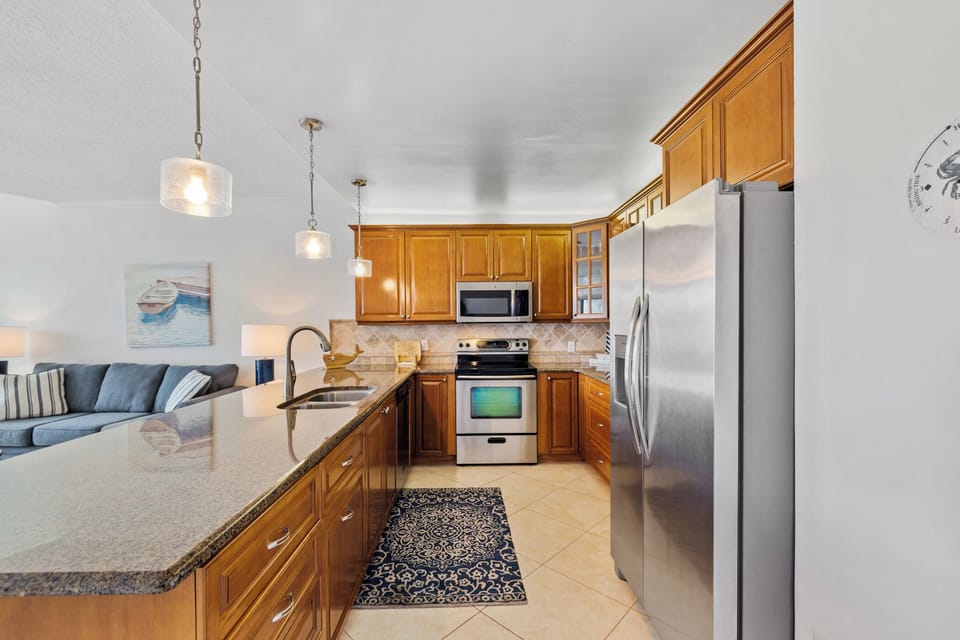 Fully equipped kitchen space.