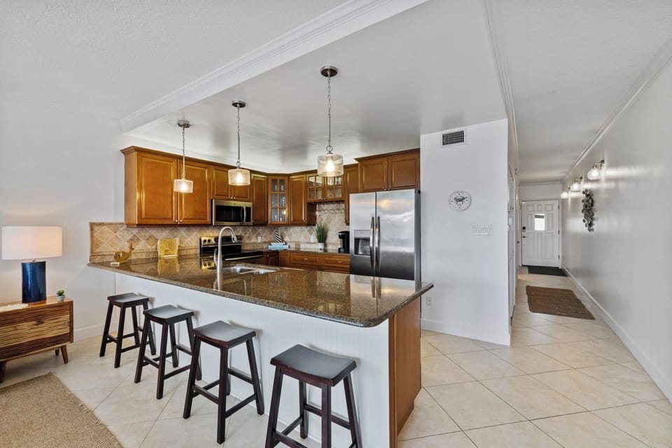 Fully equipped kitchen space.