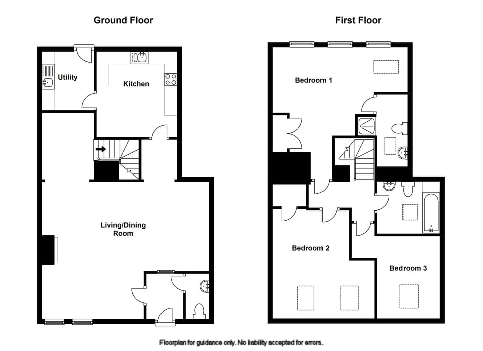 Floor plans for Heather House Holiday Cottage, Padstow, North Cornwall