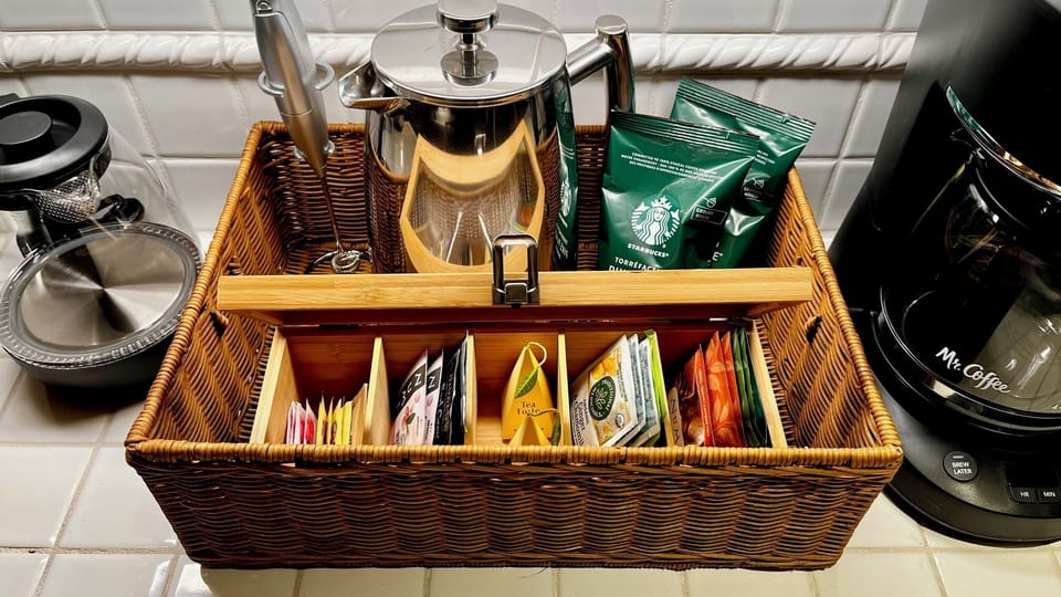 Enjoy complimentary coffee and tea