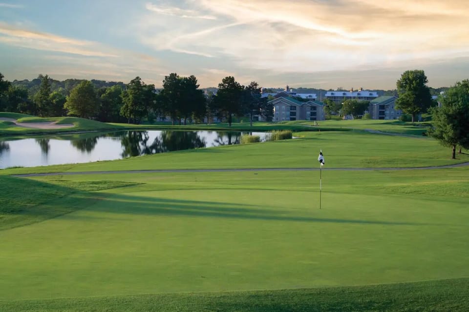 Soak in golden-hour lake views steps from the greens.