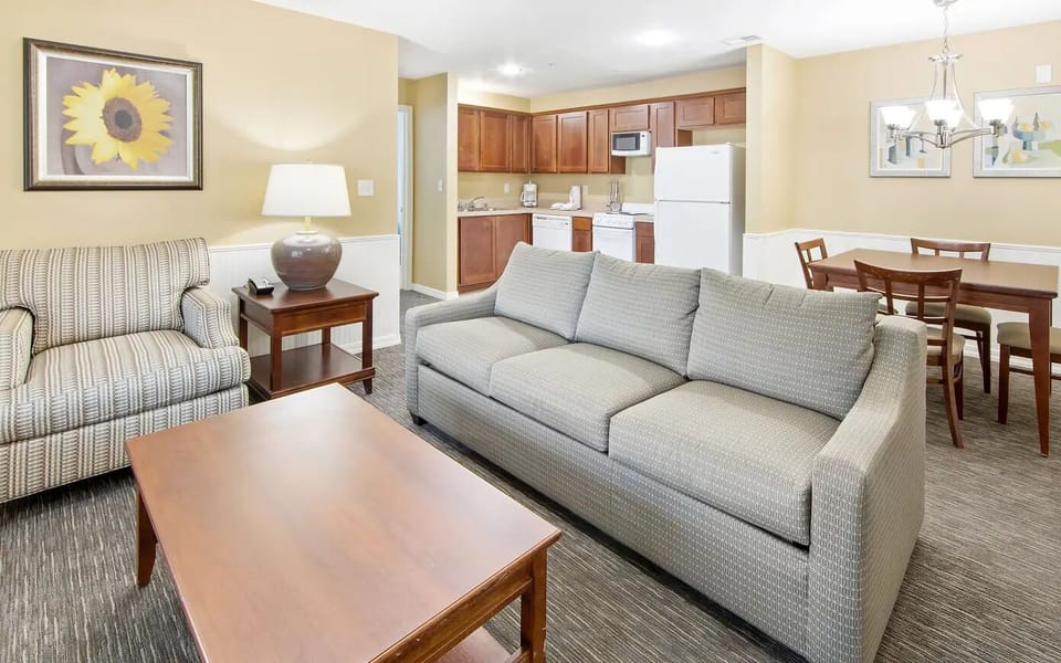 Gather and relax in the spacious living area beside kitchen.
