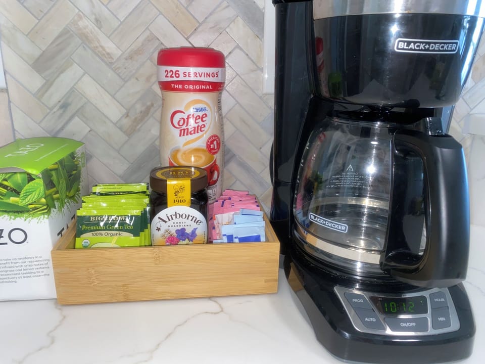  Coffee and tea are stocked