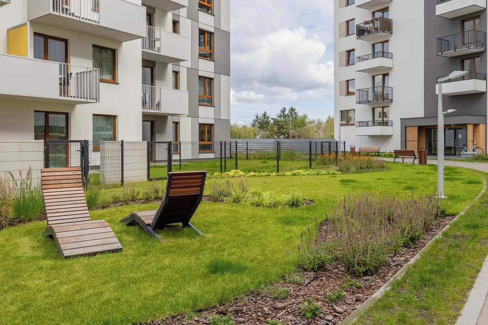Greenery around the building. 