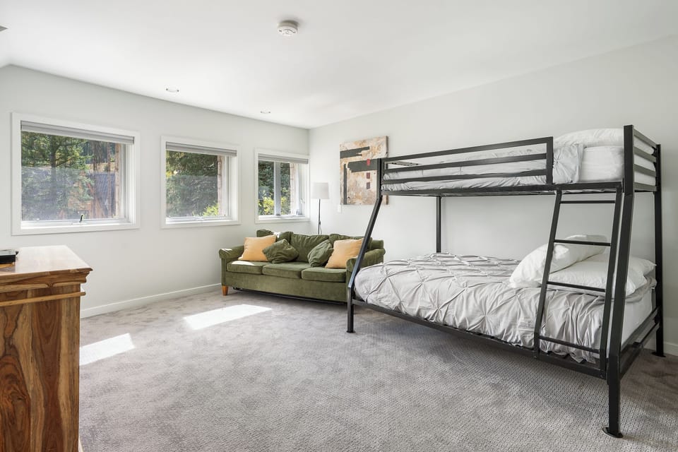 Lower Level bunk area with a full size pullout couch